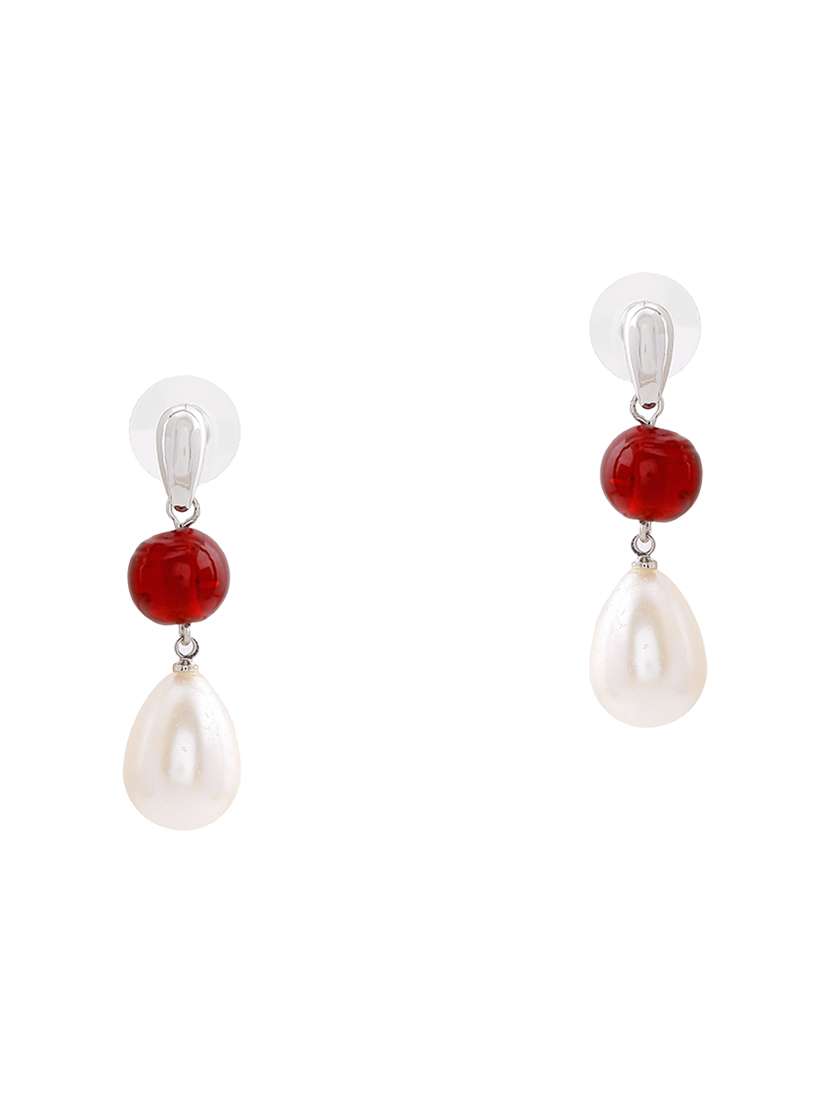 white metal drop earring - 17542757 -  Standard Image - 1