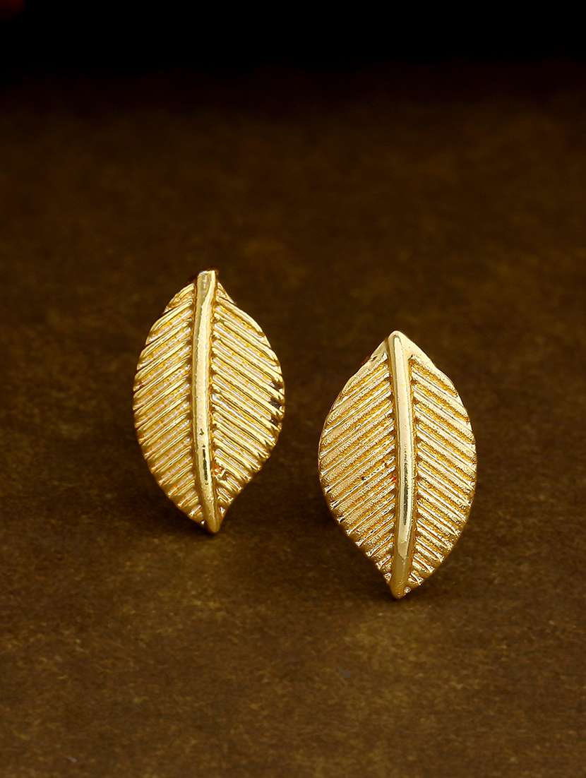 gold tone cherry leaf stud earrings