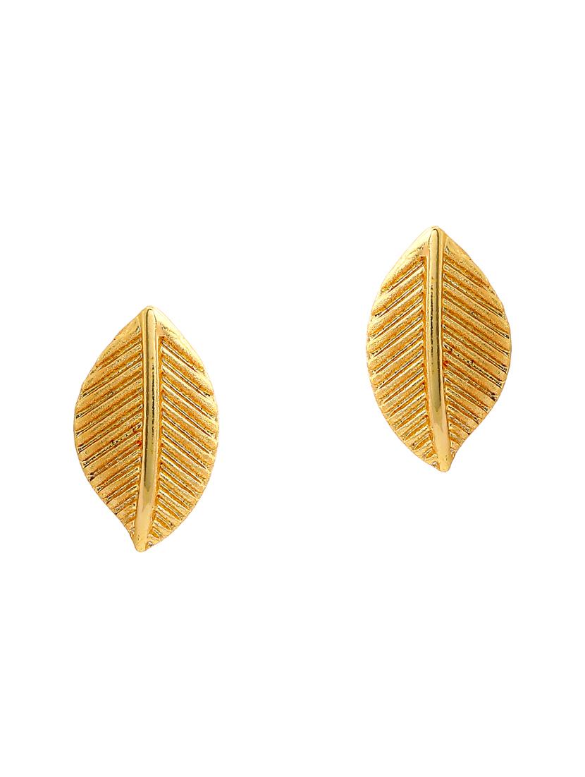 gold tone cherry leaf stud earrings - 17542760 - Standard Image - 1