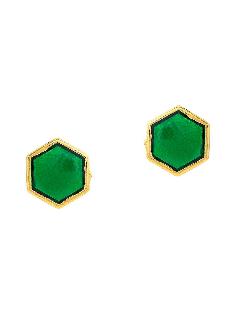 green metal studs earring - 17542764 - Standard Image - 1