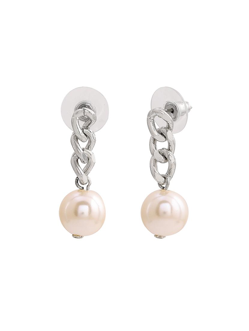 silver metal drop earring - 17542803 -  Standard Image - 1