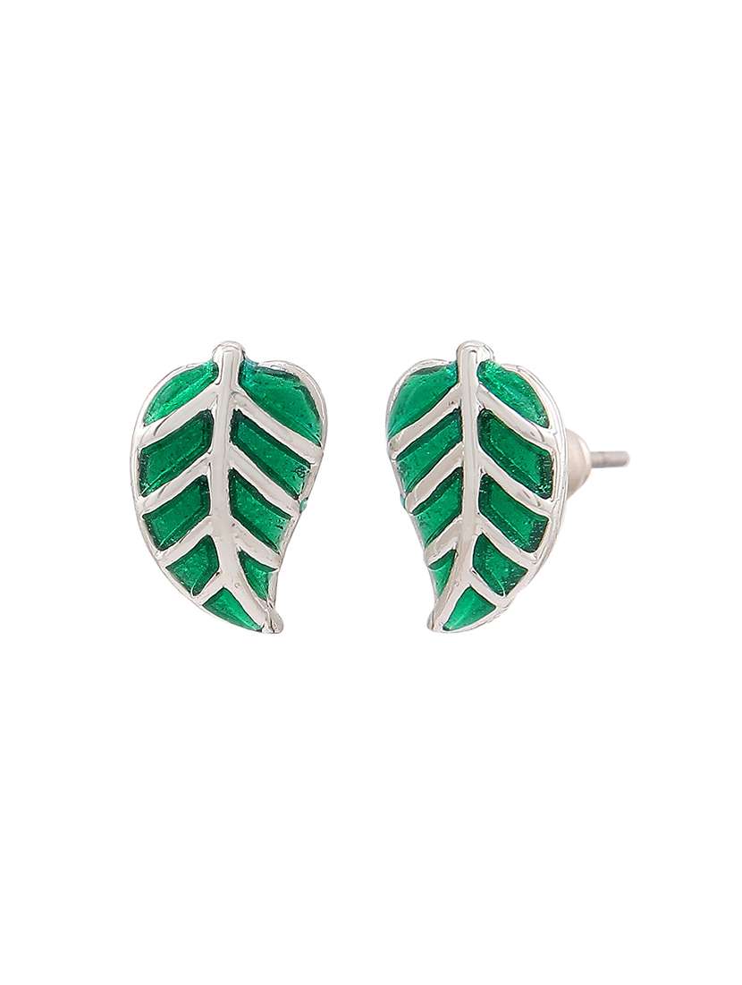 green metal studs earring - 17542804 - Standard Image - 1