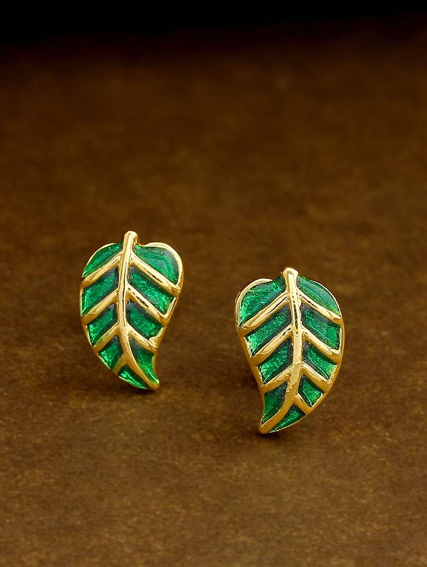 green metal studs earring