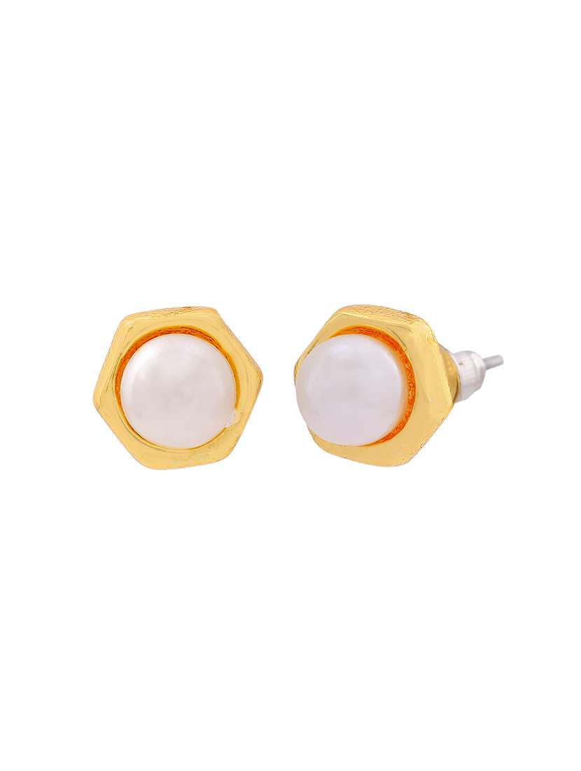gold metal studs earring - 17542822 -  Standard Image - 1