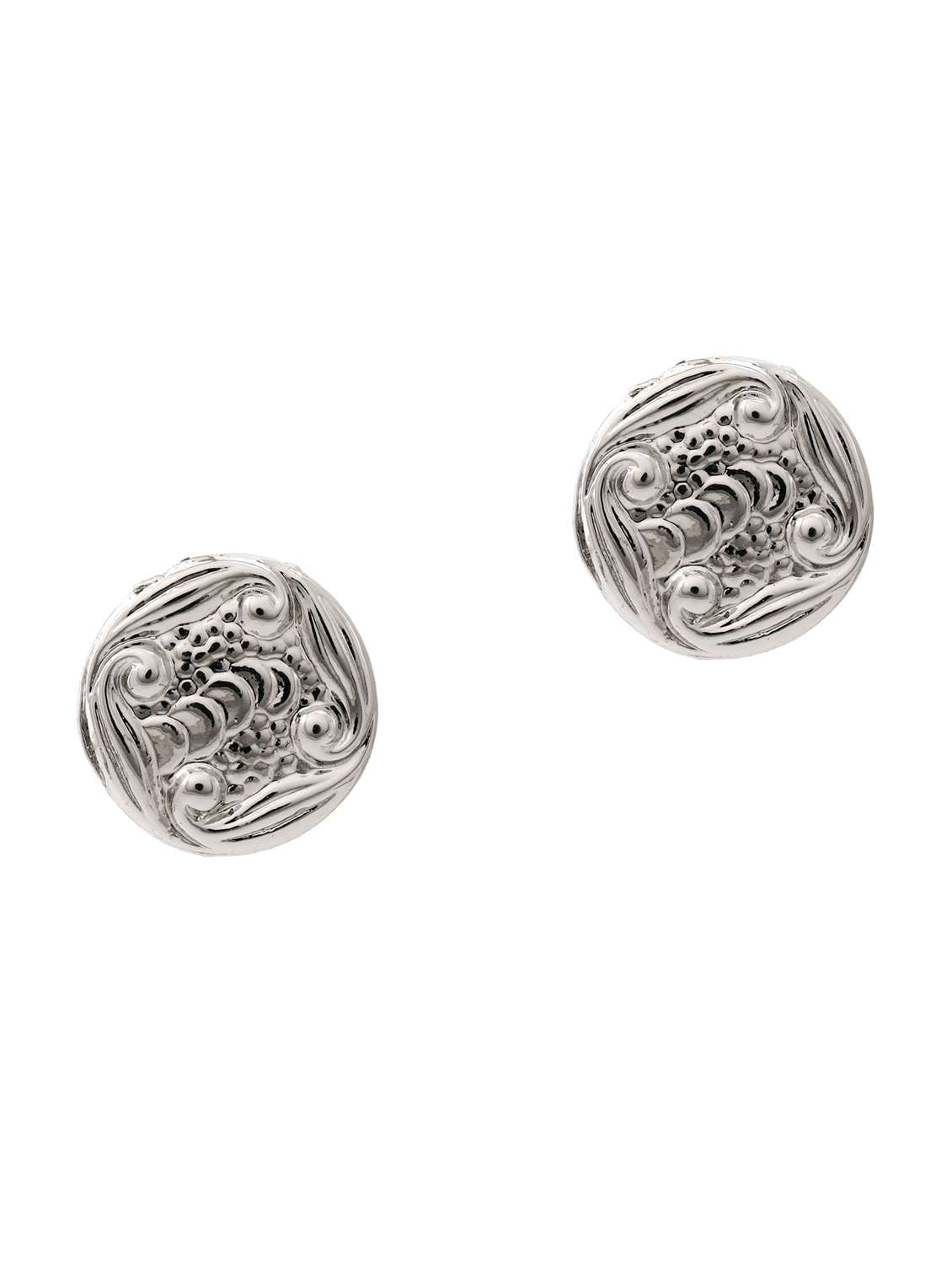 white metal studs earring - 17542847 - Standard Image - 1