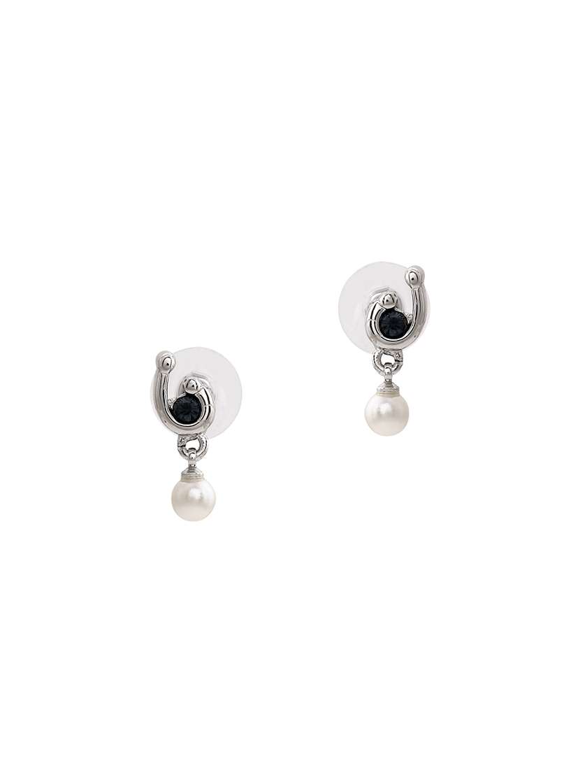 silver metal drop earring - 17542949 - Standard Image - 1