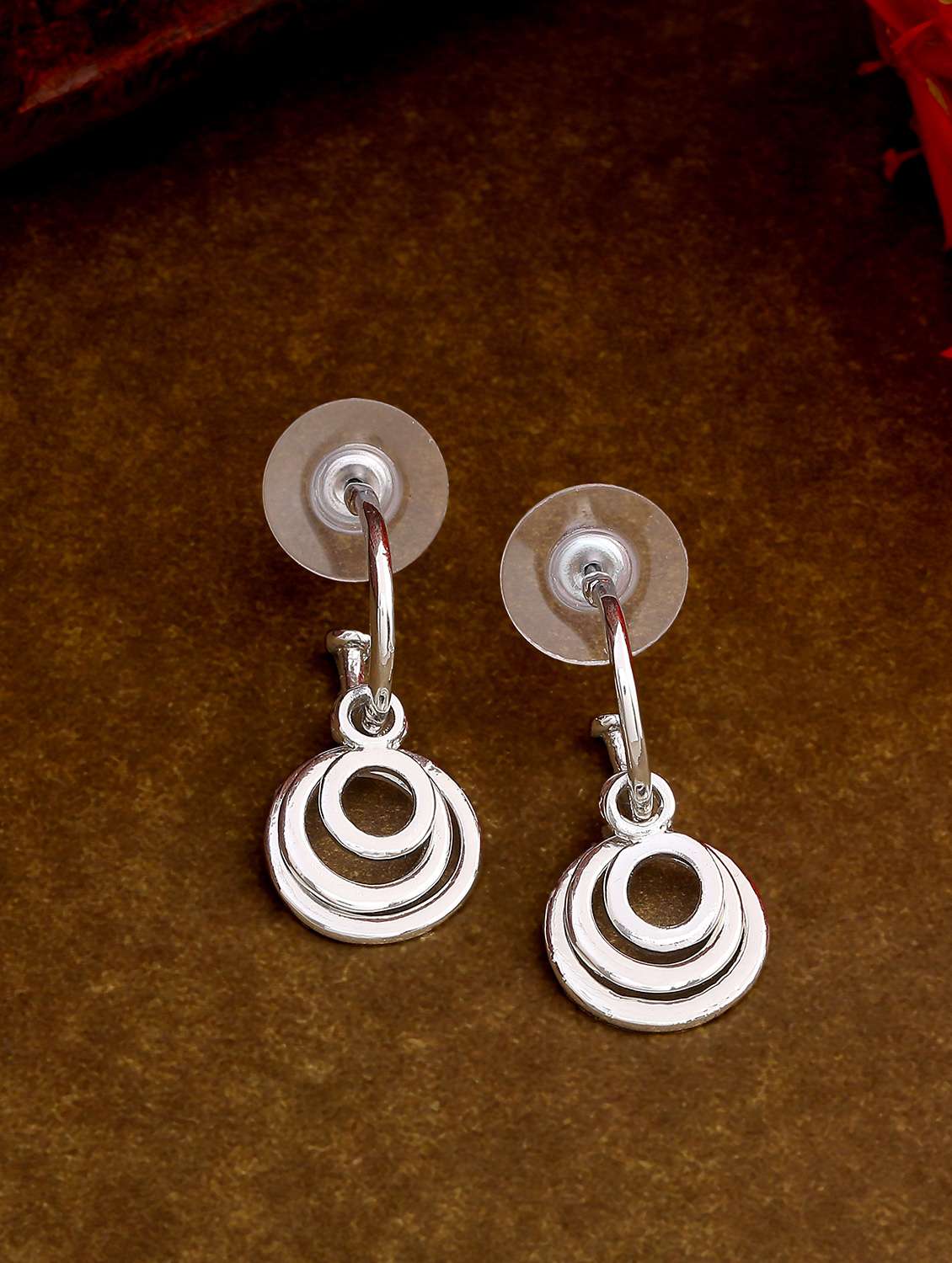 silver  metal hoop earring