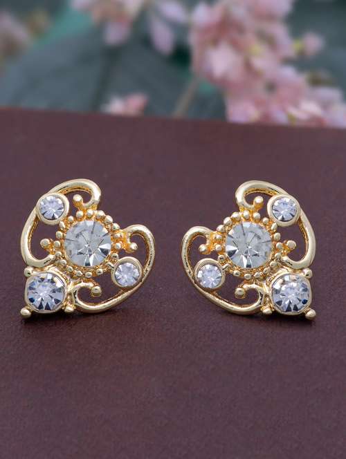 gold metal studs earring - 17542969 -  Standard Image - 0