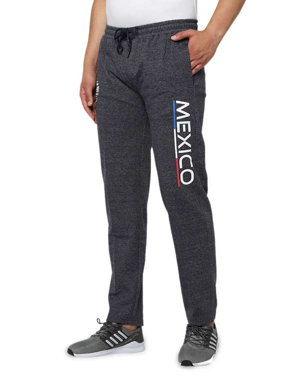 navy blue printed full length track pant - 17543425 -  Standard Image - 1