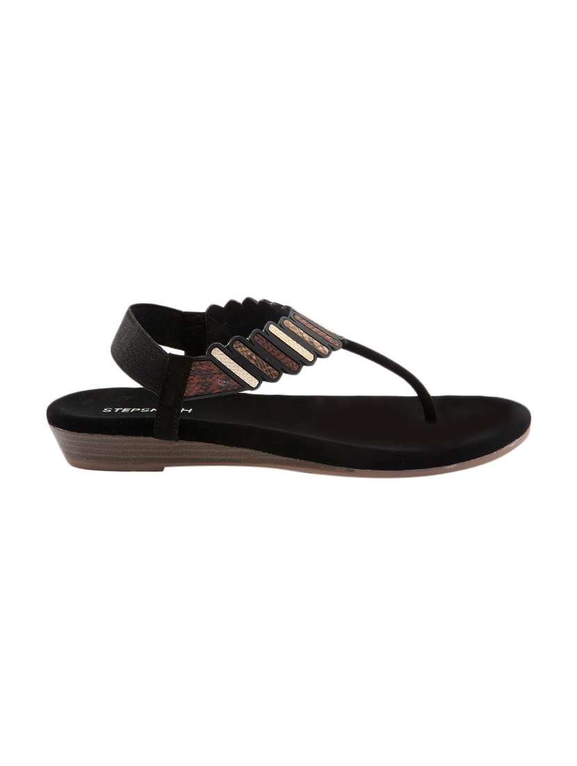 black leatherette back strap sandals - 17544445 - Standard Image - 1