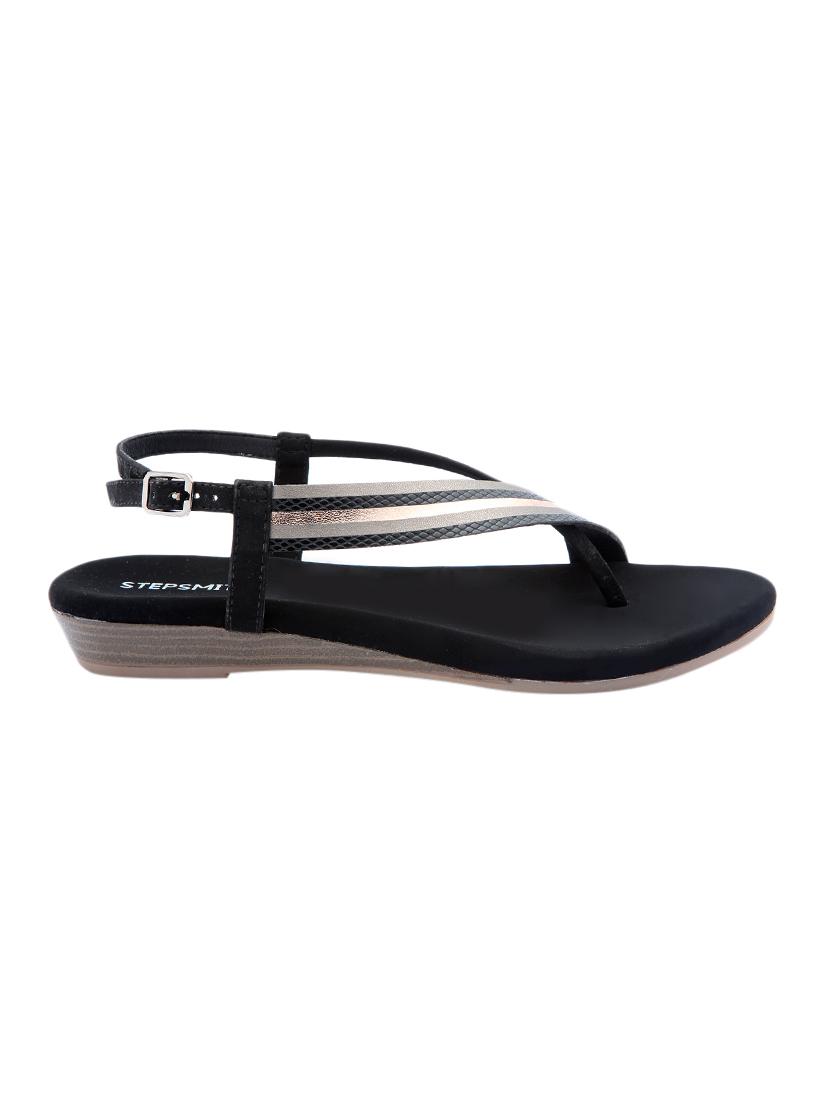 black leatherette back strap sandals - 17544447 - Standard Image - 1
