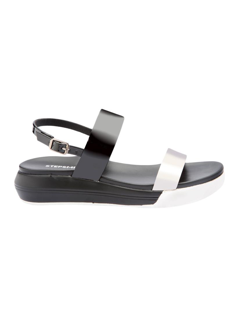black pu flat forms sandals - 17544450 -  Standard Image - 1