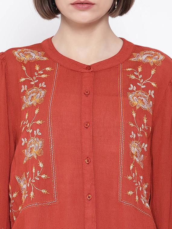 orange viscose regular shirt - 17544682 - Standard Image - 4