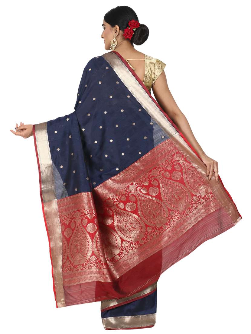zari work woven saree with blouse - 17545787 -  Standard Image - 1