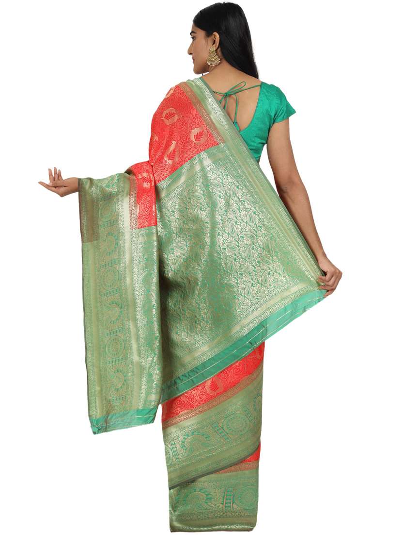 ethnic motifs banarasi saree with blouse - 17545797 - Standard Image - 1