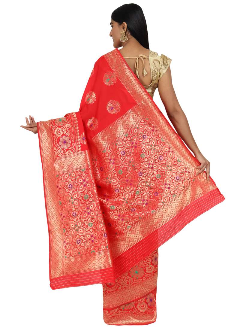 self design banarasi saree with blouse - 17545811 - Standard Image - 1