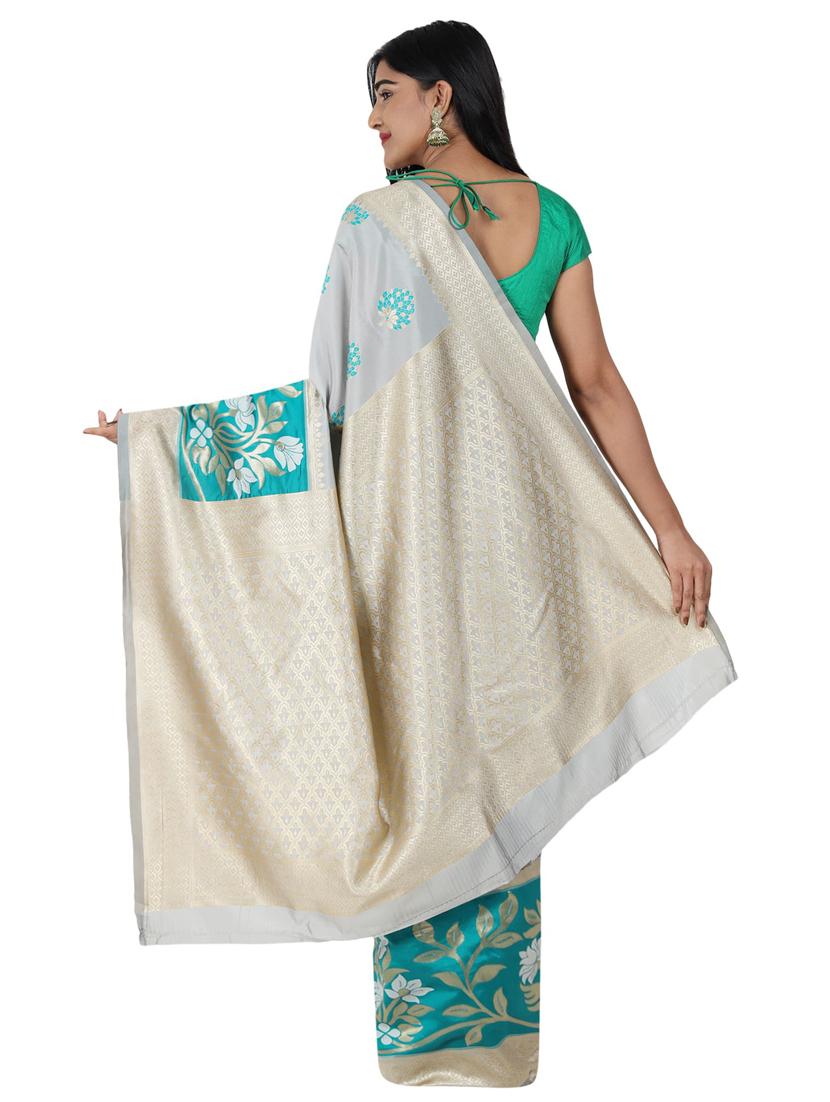 floral banarasi saree with blouse - 17545822 - Standard Image - 1