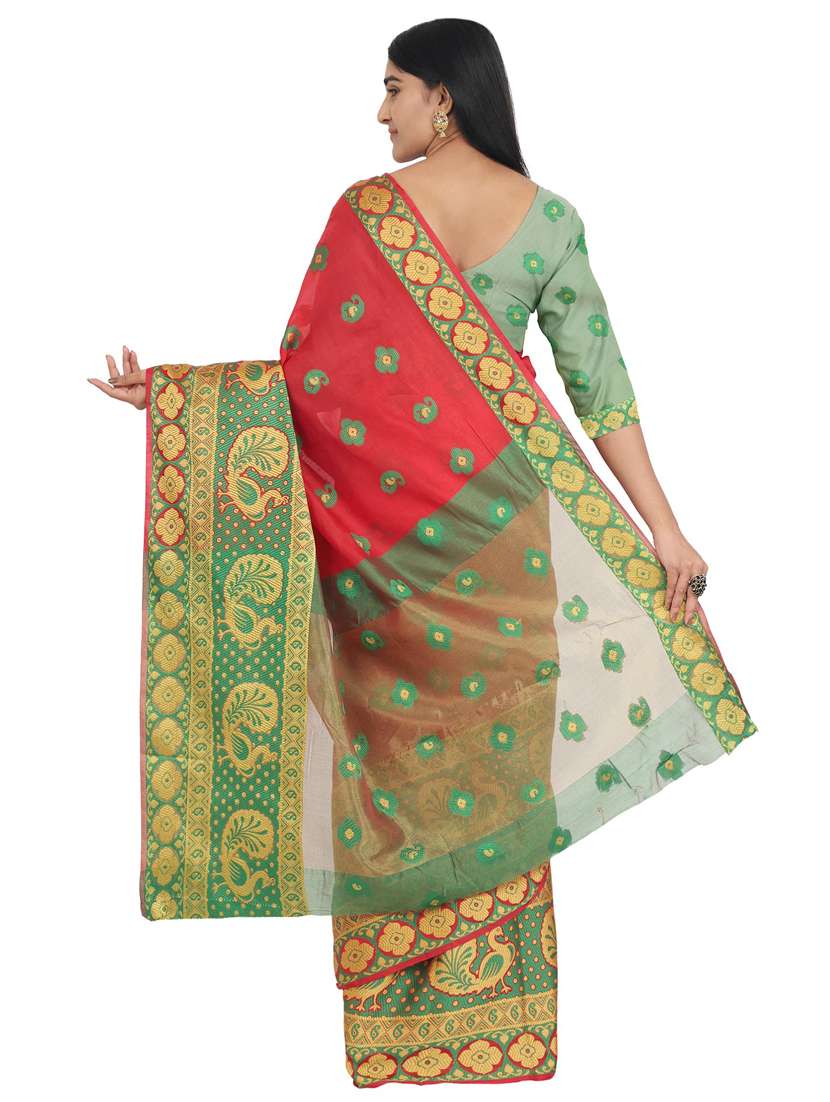 floral banarasi saree with blouse - 17545838 -  Standard Image - 1