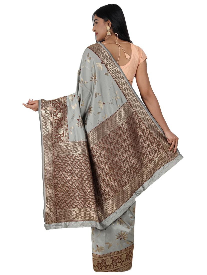 floral banarasi saree with blouse - 17545871 - Standard Image - 1