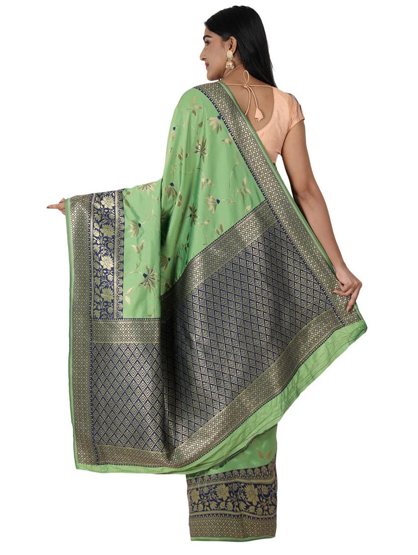 olive banarasi saree with blouse - 17545874 - Standard Image - 1