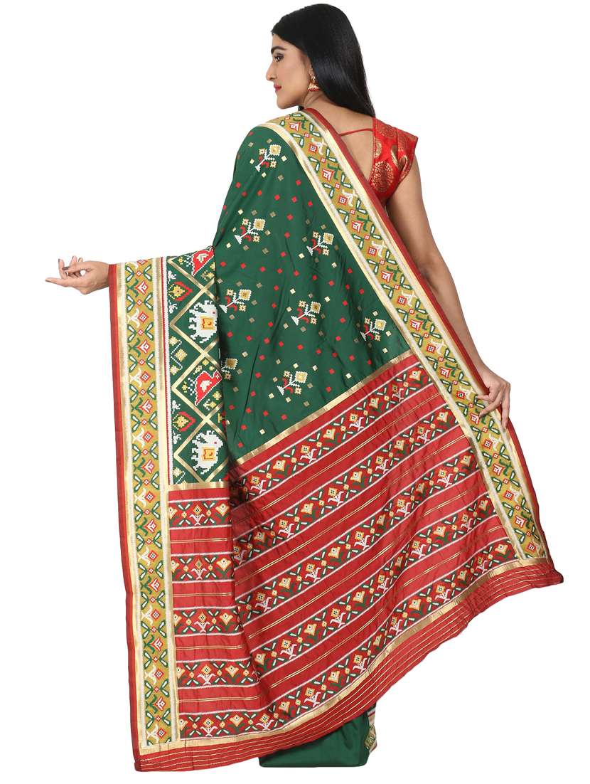 bottle green patola saree - 17545876 -  Standard Image - 1