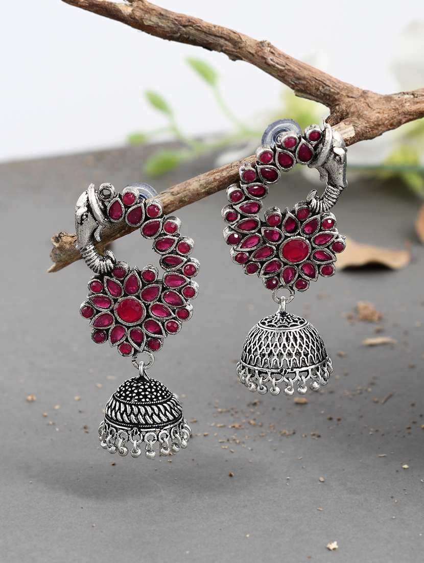 red brass jhumka earring