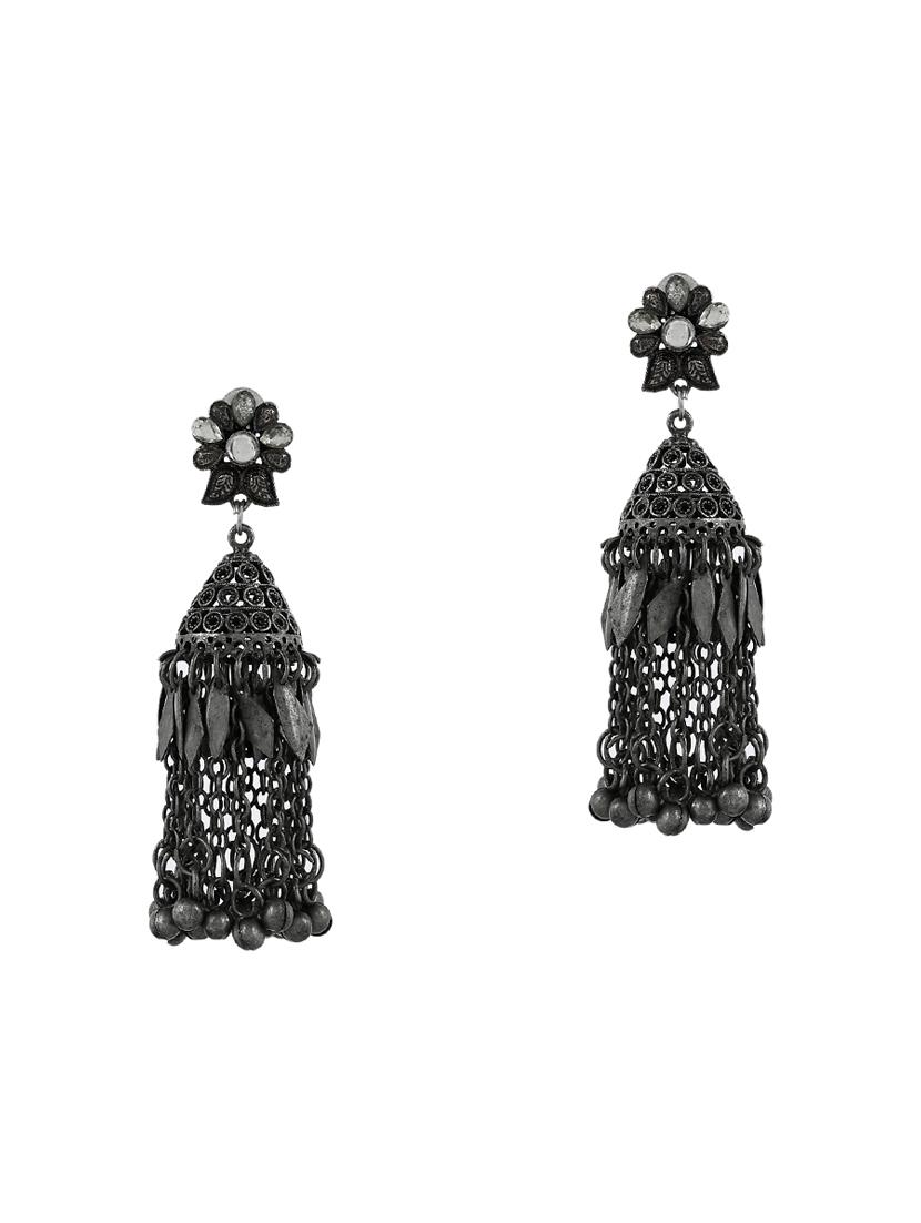 grey brass jhumka earring - 17546132 - Standard Image - 1