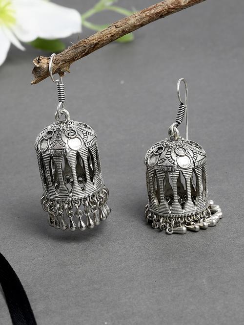 silver brass jhumka earring - 17546144 -  Standard Image - 0