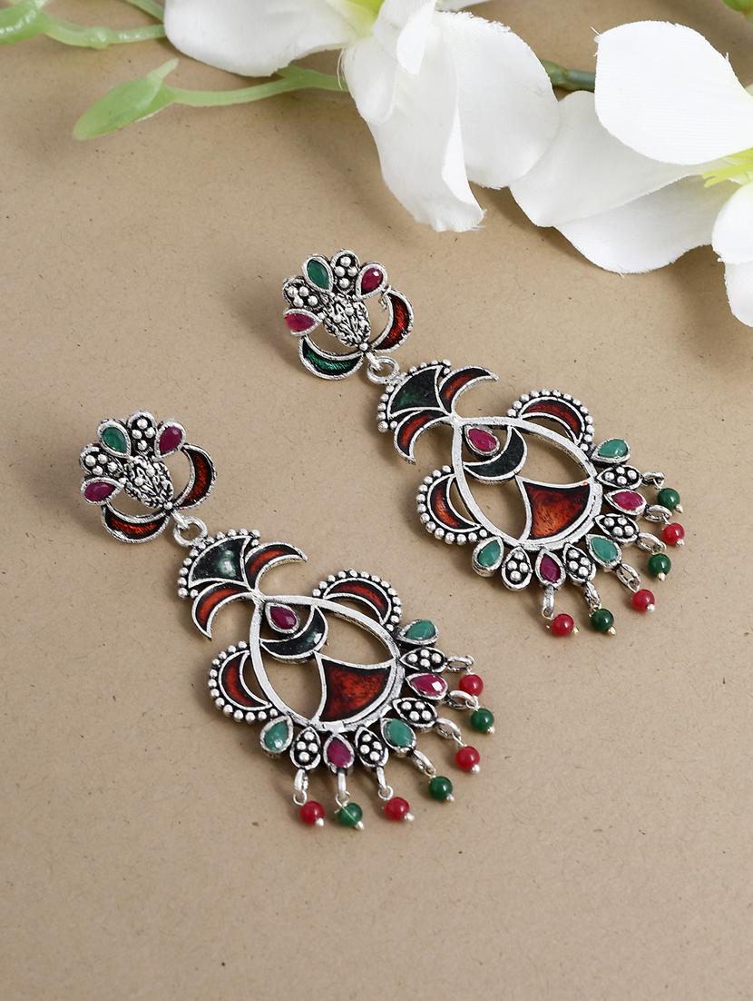 silver brass drop earring - 17546201 -  Zoom Image - 0