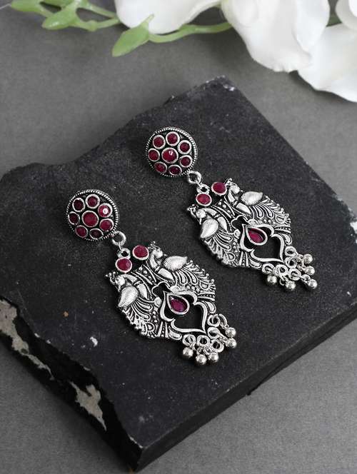 silver brass drop earring - 17547295 - Standard Image - 0