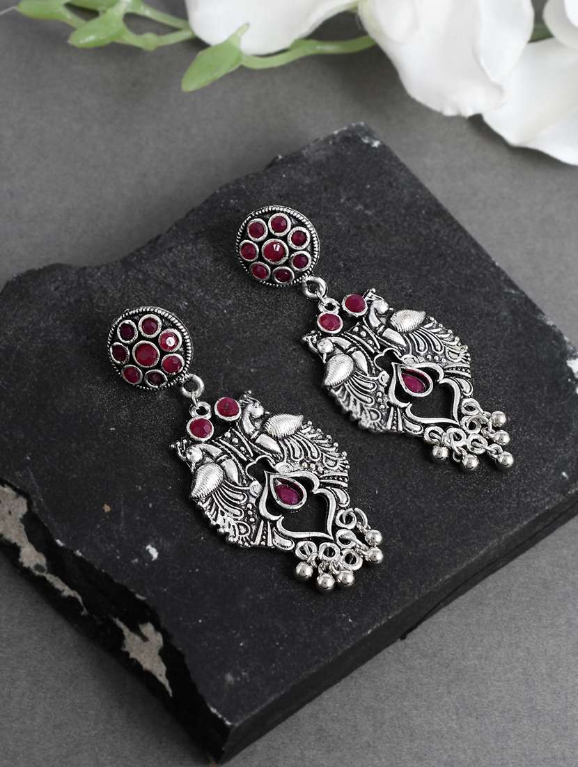 silver brass drop earring - 17547295 - Zoom Image - 0