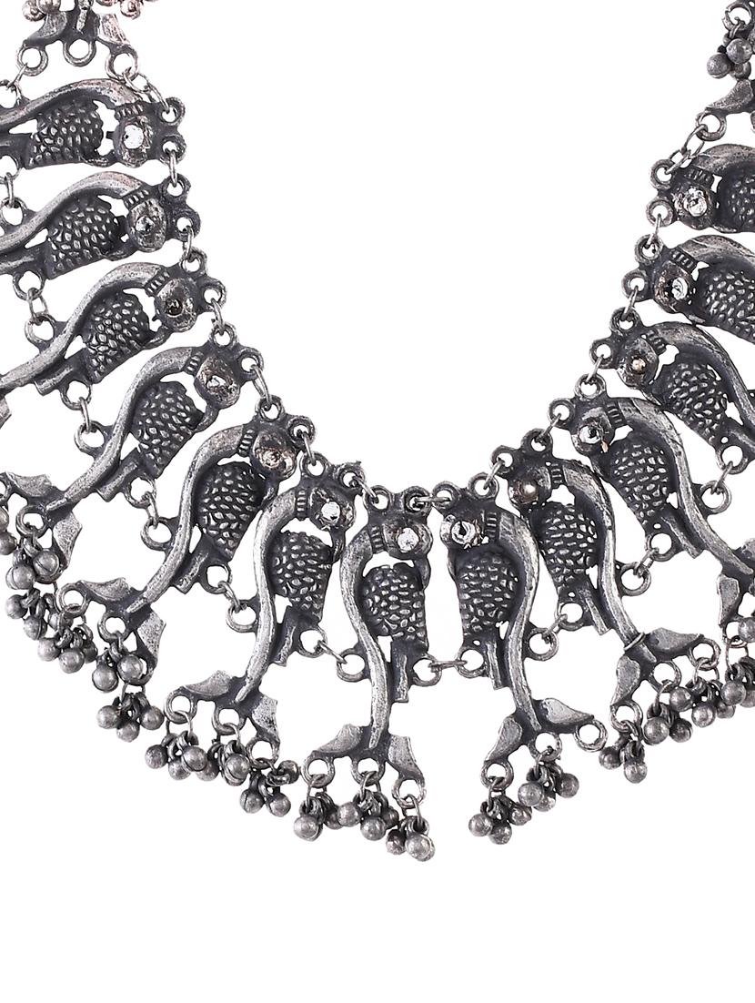 oxidized silver plated necklace with earrings - 17547316 - Standard Image - 1