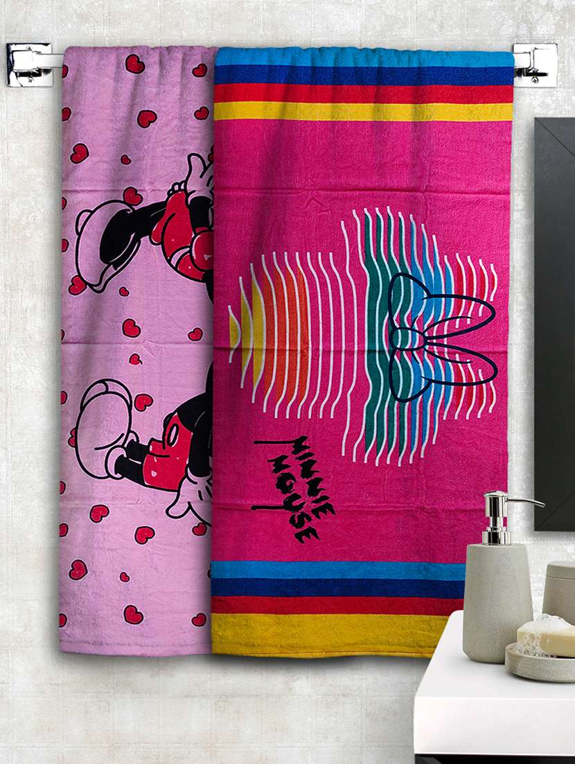 athom trendz disney printed large bath towel 75x150 cm pack of 2