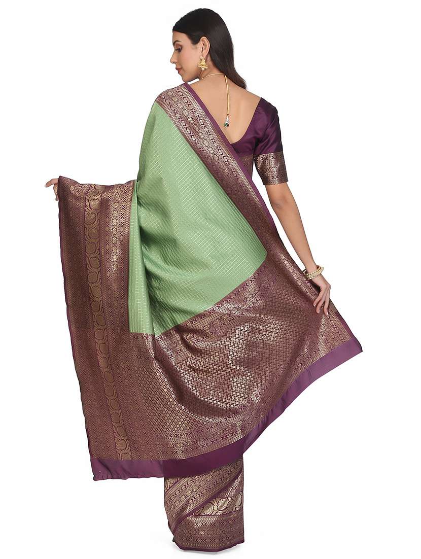 neo mint banarasi saree with blouse - 17547442 -  Standard Image - 1