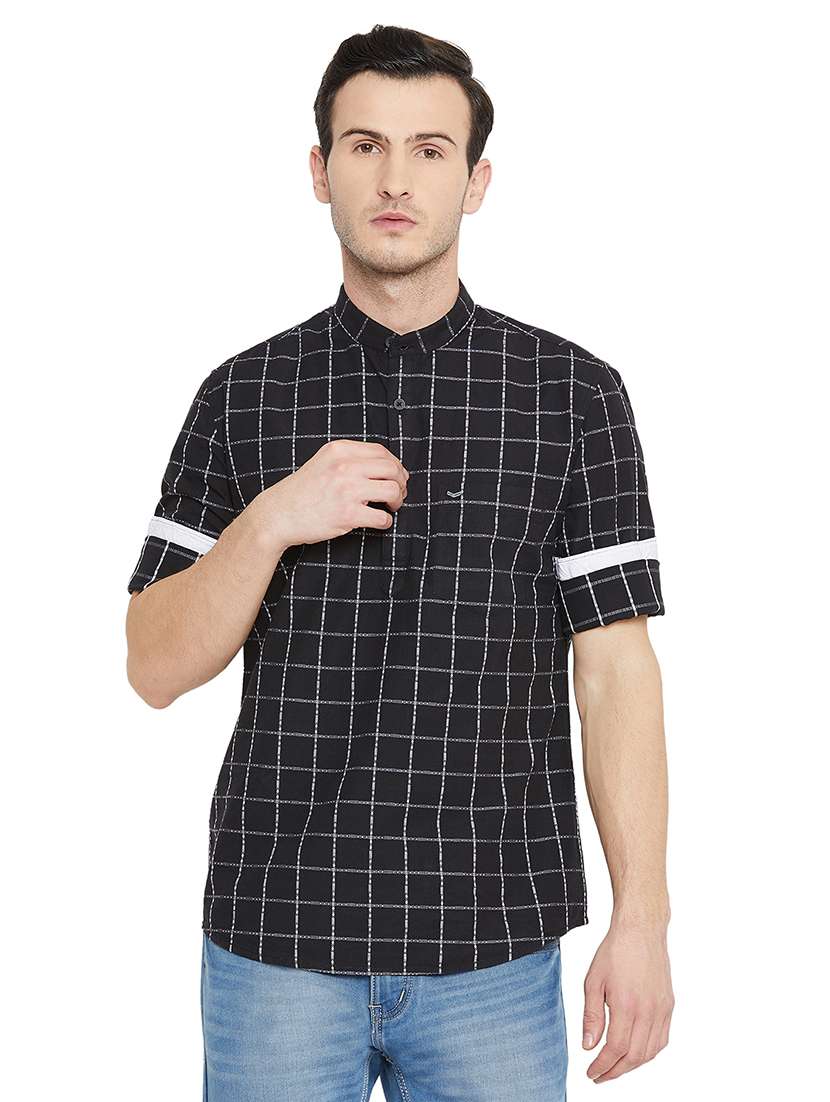black checkered short kurta