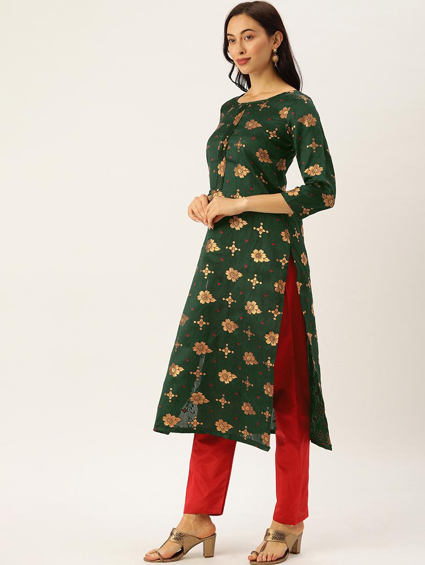 green silk unstitched suit - 17548842 -  Standard Image - 1