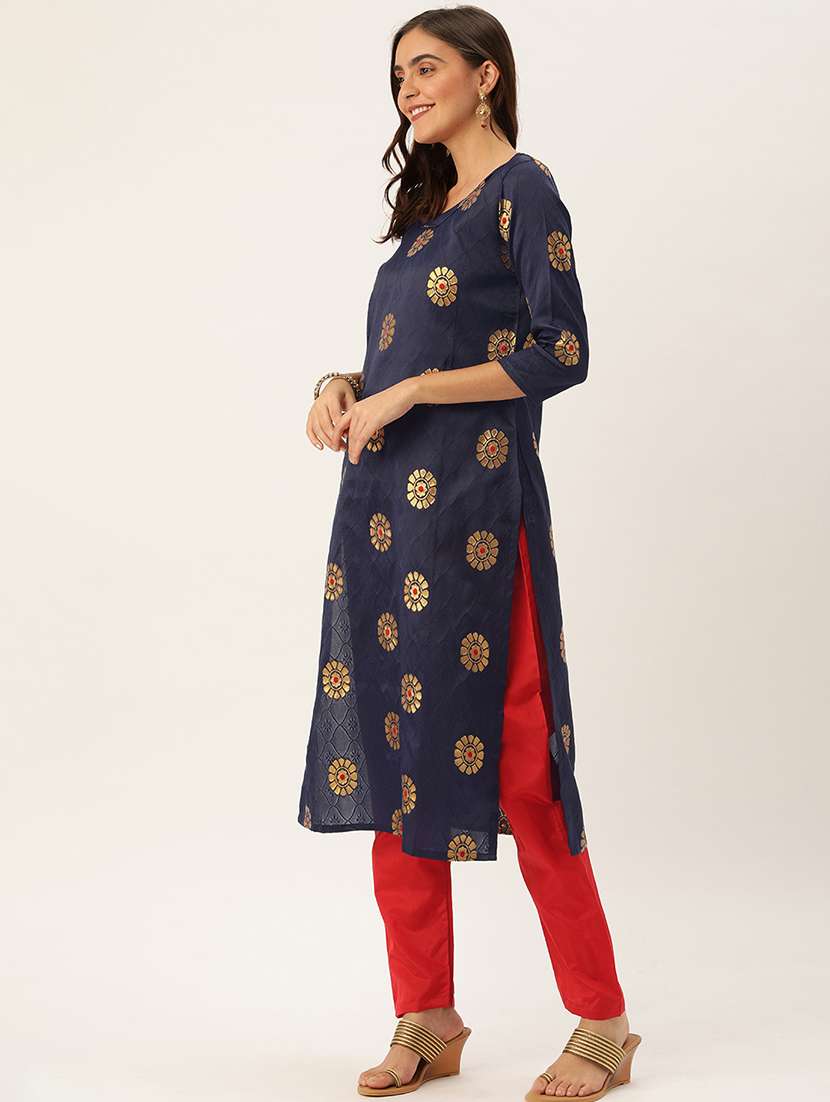 navy silk unstitched suit - 17548848 -  Standard Image - 1