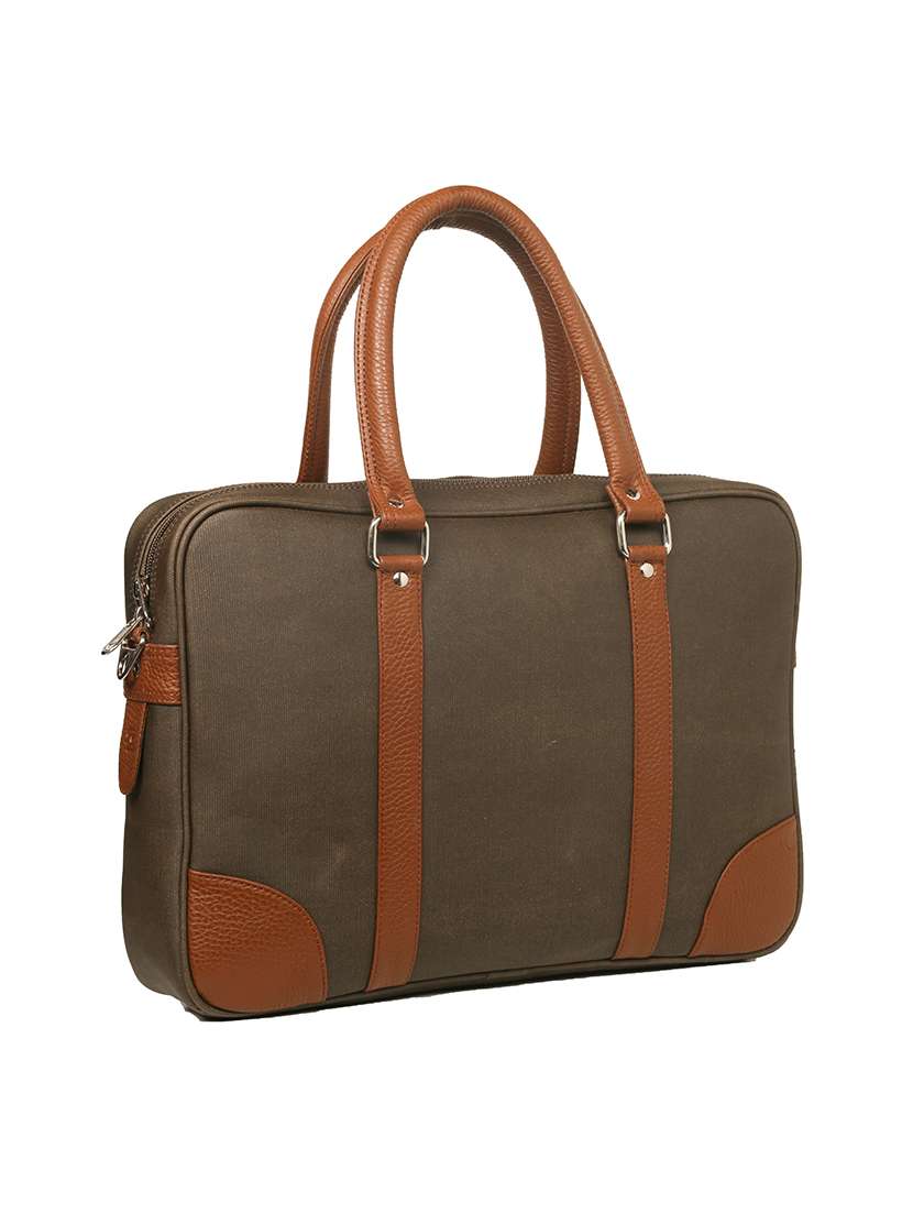 green canvas laptop bag - 17549147 -  Standard Image - 1