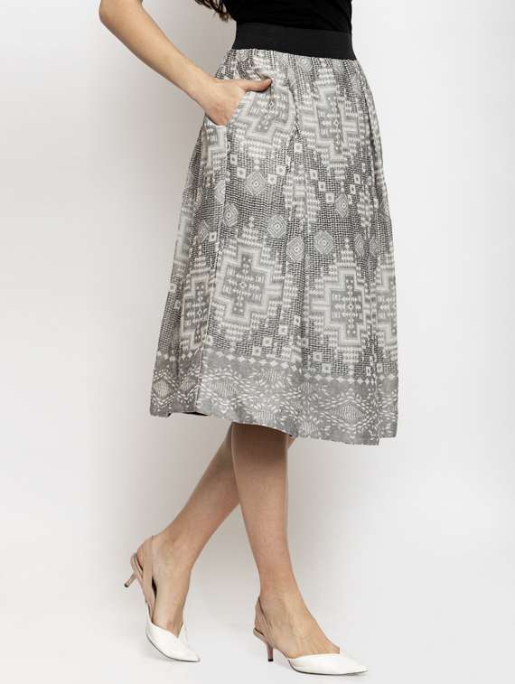 high rise printed a-line skirt - 17549355 - Standard Image - 1