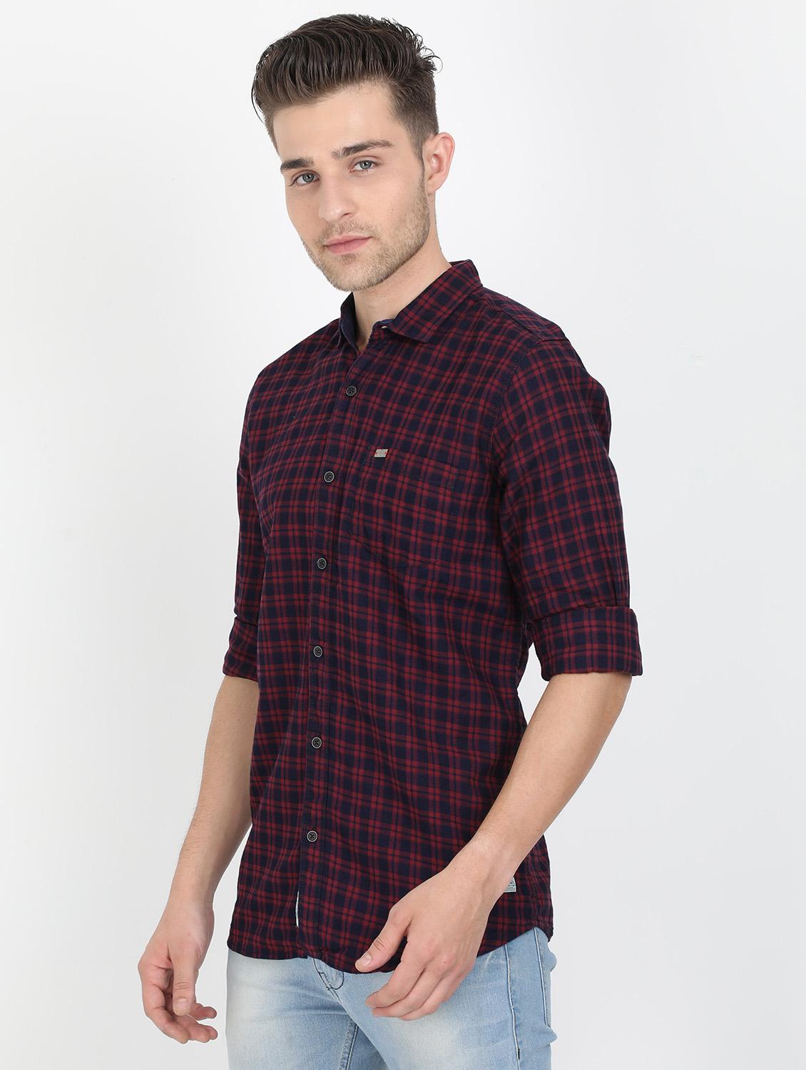 navy blue checkered casual shirt - 17549653 -  Standard Image - 1