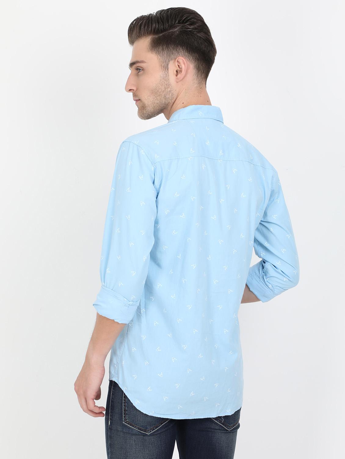 light blue printed casual shirt - 17549655 - Standard Image - 1