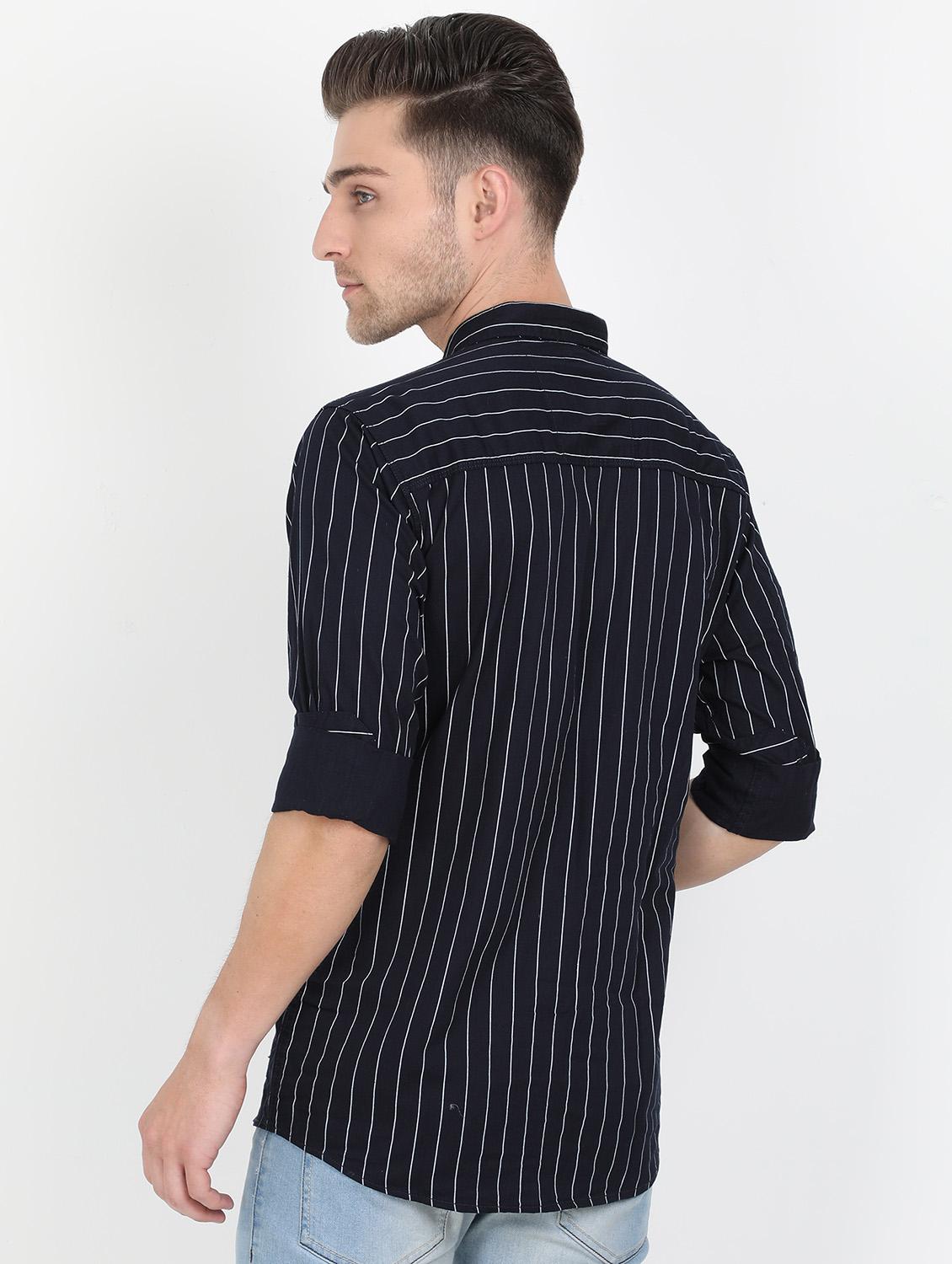 navy blue striped shirt  - 17549658 -  Standard Image - 1