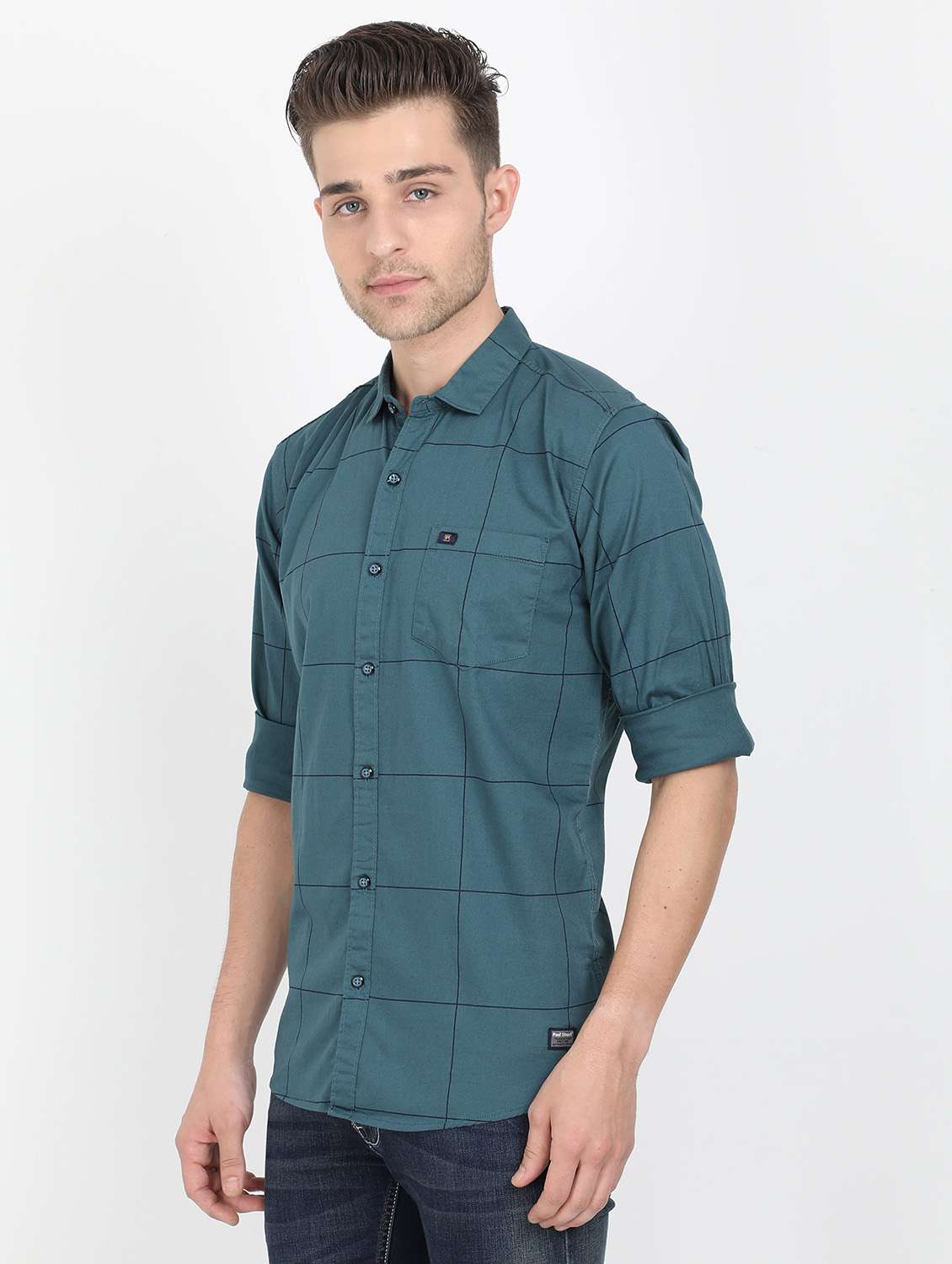 green checkered casual shirt - 17549659 - Standard Image - 1