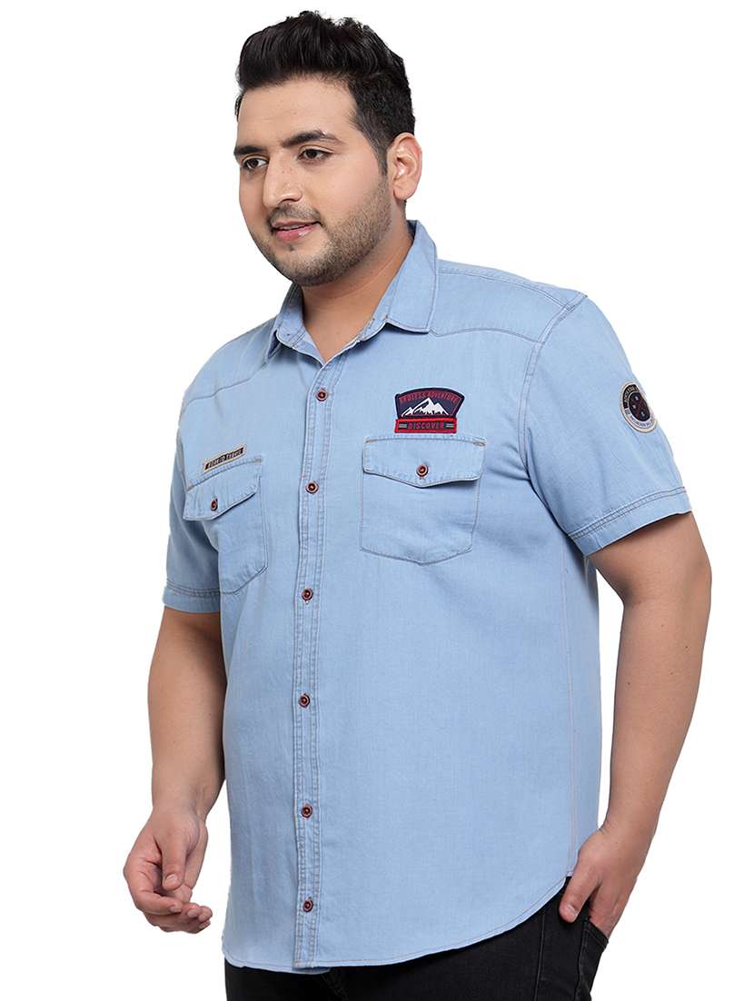 Blue Solid Casual Shirt