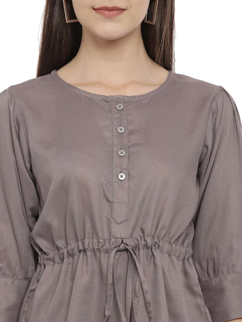 drawstring waist solid top - 17550679 -  Standard Image - 4