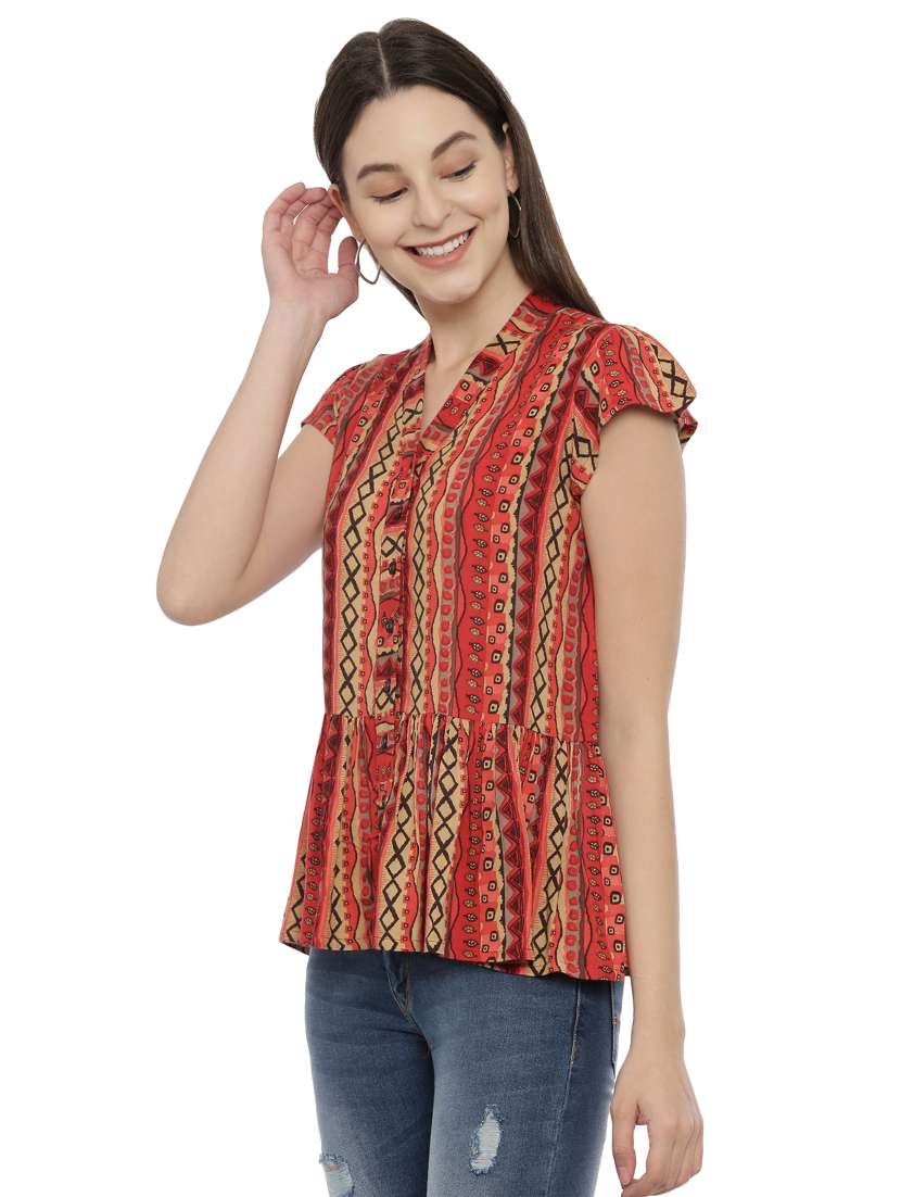 abstract printed peplum top - 17550682 -  Standard Image - 1
