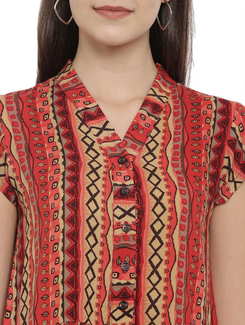 abstract printed peplum top - 17550682 - Standard Image - 4