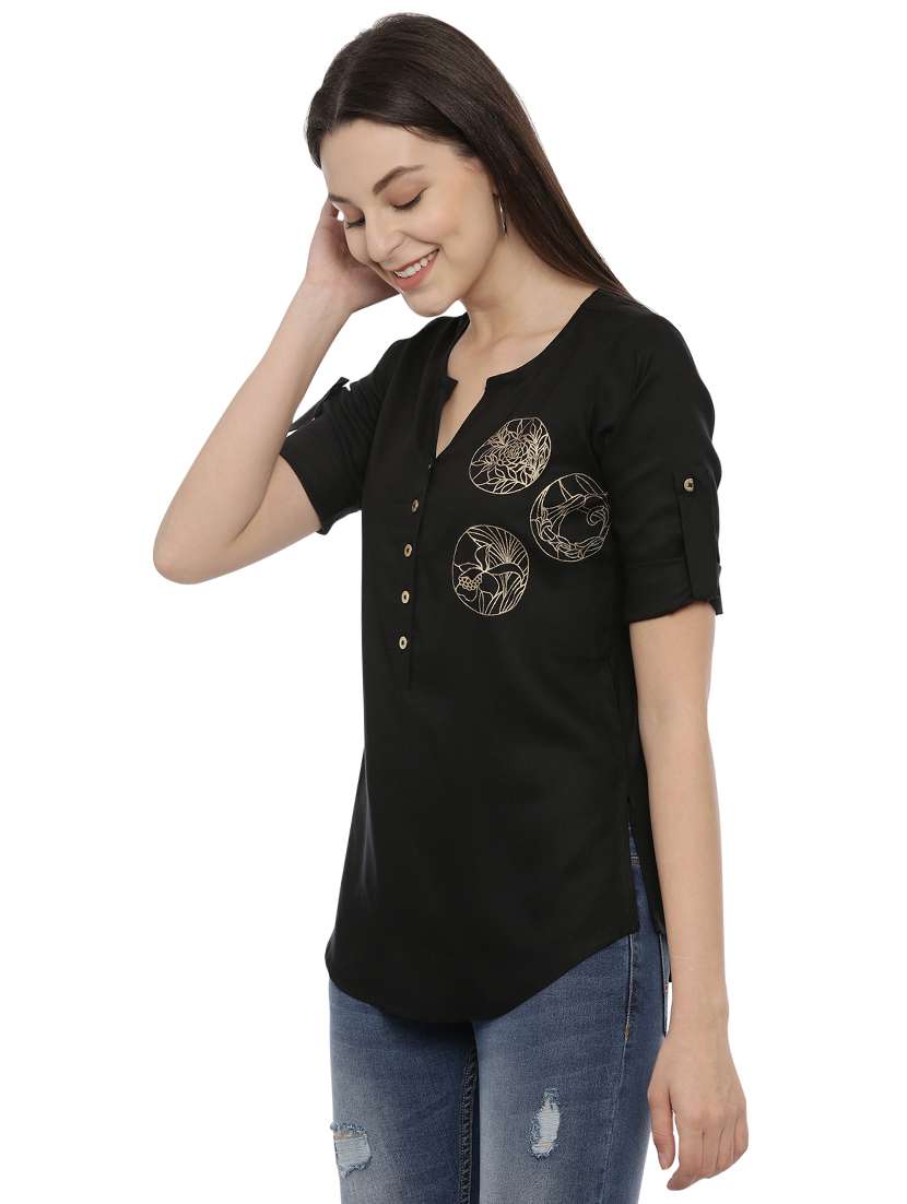 notch neck printed top  - 17550690 -  Standard Image - 1