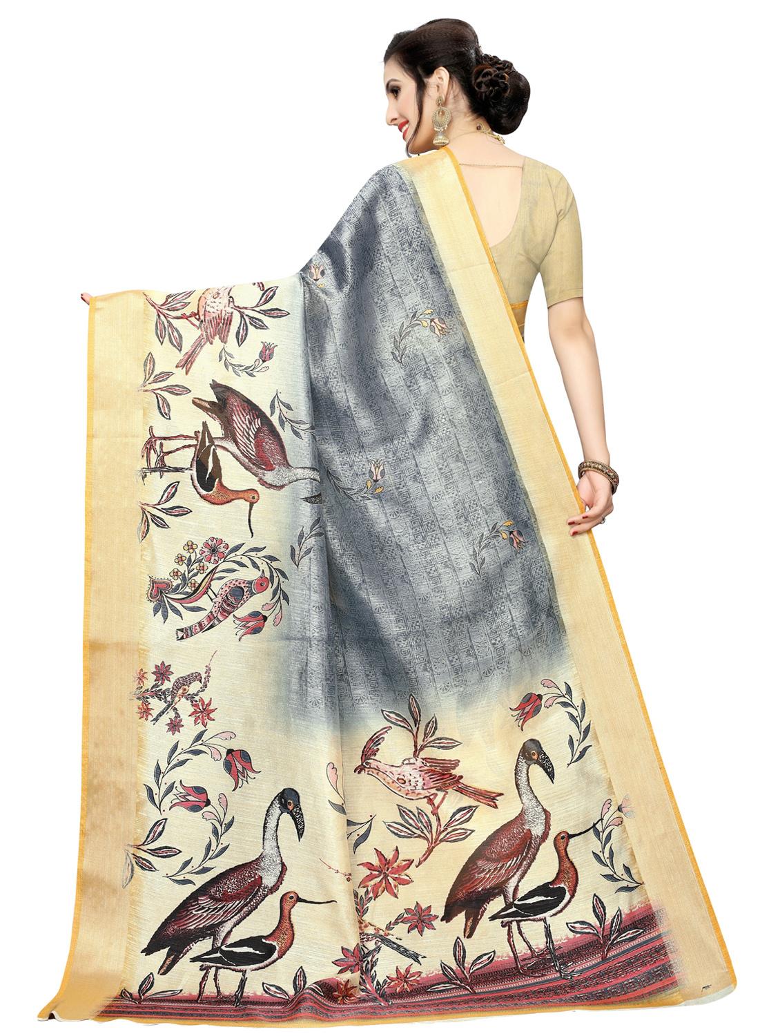 conversational printed saree with blouse - 17550794 - Standard Image - 1