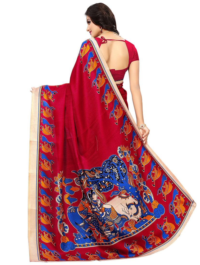 conversational printed saree with blouse - 17550837 - Standard Image - 1
